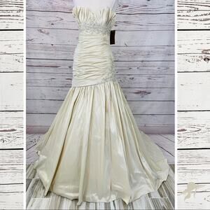 Cosmobella Milano Gold Metallic Wedding Gown with Exquisite Details New